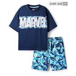 Pine Kids Marvel Single Jersey Knit Half Sleeves T-Shirt & Shorts Set with Avengers Graphic - Multicolor