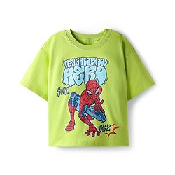 Pine Kids Marvel Single Jersey Knit Half Sleeves T-Shirt & Shorts Set with Spiderman Graphic - Green