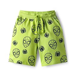 Pine Kids Marvel Single Jersey Knit Half Sleeves T-Shirt & Shorts Set with Spiderman Graphic - Green