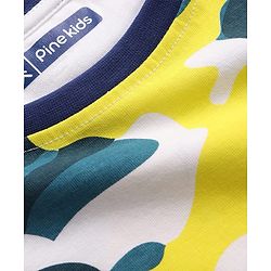 Pine Kids Cotton Knit Half Sleeves T-Shirt & Pyjama Co-ord Night Suit with Camouflage Print - White