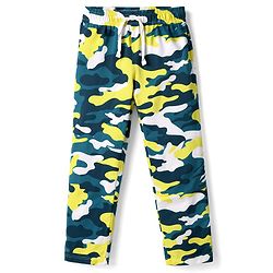 Pine Kids Cotton Knit Half Sleeves T-Shirt & Pyjama Co-ord Night Suit with Camouflage Print - White