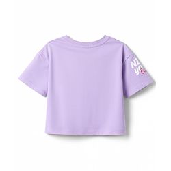 Pine Kids Cotton Knit Drop Shoulder Top & Shorts Set With New York Text Print - Lavender