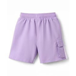 Pine Kids Cotton Knit Drop Shoulder Top & Shorts Set With New York Text Print - Lavender