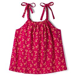 Pine Kids Cotton Knit Sleeveless Floral Printed Top - Red