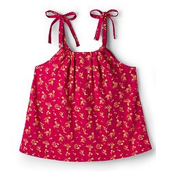 Pine Kids Cotton Knit Sleeveless Floral Printed Top - Red