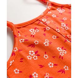 Pine Kids 100% Cotton Knit Sleeveless Floral Printed Top - Orange