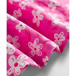 Pine Kids Cotton Knit Sleeveless Floral Printed Frock- Pink & White