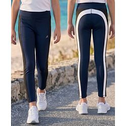 Pine Active Knit Full Length Solid Leggings - Navy Blue