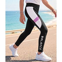 Pine Active Knit Full Length Cut N Sew Leggings With Logo Print - Black