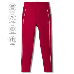 Pine Active Knit Full Length Leggings With Logo Print- Red