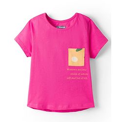 Pine Kids Cotton Knit Half Sleeves T-Shirt & Pyjama Night Suit With Floral Print - Fuchsia