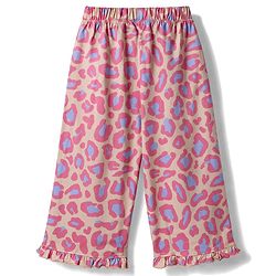 Pine Kids Cotton Knit Half Sleeves Co-Ord Top & Pyjama Printed Night Suit - Pink & Golden
