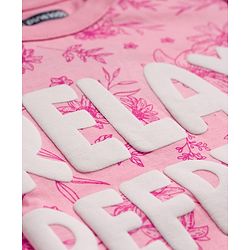 Pine Kids Cotton Knit Half Sleeves Co-Ord T-Shirt & Pyjama Night-Suit With Floral & Text Print - Pink