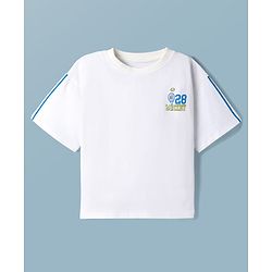 Pine Kids Disney Single Jersey Knit Half Sleeves T-Shirt With Front & Back Mickey Mouse Graphics - White