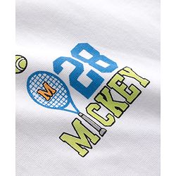 Pine Kids Disney Single Jersey Knit Half Sleeves T-Shirt With Front & Back Mickey Mouse Graphics - White