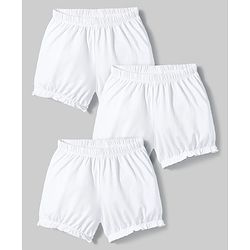 Pine Kids Cotton Lycra Knit Solid Bloomers Pack Of 3 - White