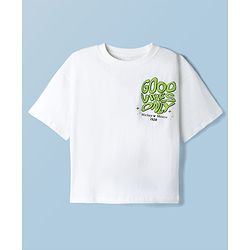 Pine Kids Disney Single Jersey Knit Half Sleeves T-Shirt With Mickey Mouse Front & Back Print - White