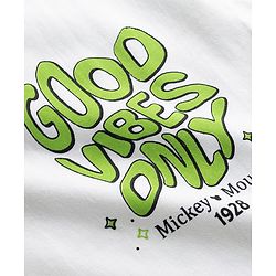 Pine Kids Disney Single Jersey Knit Half Sleeves T-Shirt With Mickey Mouse Front & Back Print - White