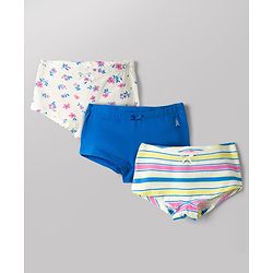 Pine Kids Cotton Lycra Knit Striped & Floral Printed Panties Pack of 3 (Color May Vary)