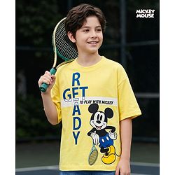 Pine Kids Cotton Knit T-Shirt Half Sleeves with Mickey Mouse & Friends Graphics Yellow 4-5 Years