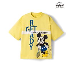 Pine Kids Cotton Knit T-Shirt Half Sleeves with Mickey Mouse & Friends Graphics Yellow 4-5 Years