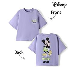 Pine Kids Disney Cotton Knit T-Shirt Half Sleeves with Mickey Mouse Print Purple 4-5 Years