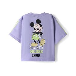 Pine Kids Disney Cotton Knit T-Shirt Half Sleeves with Mickey Mouse Print Purple 4-5 Years