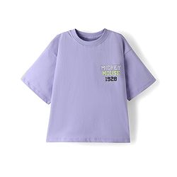 Pine Kids Disney Cotton Knit T-Shirt Half Sleeves with Mickey Mouse Print Purple 4-5 Years
