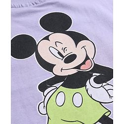 Pine Kids Disney Cotton Knit T-Shirt Half Sleeves with Mickey Mouse Print Purple 4-5 Years