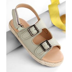 Pine Kids Velcro Closure Solid Sandals - Green