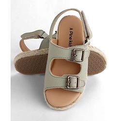 Pine Kids Velcro Closure Solid Sandals - Green