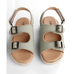 Pine Kids Velcro Closure Solid Sandals - Green