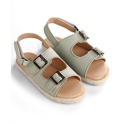 Pine Kids Velcro Closure Solid Sandals - Green