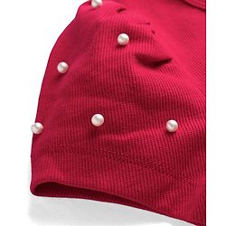 Pine Kids Cotton Knit Tops with Puffed Sleeves and Embellishments Red 4-5 Years