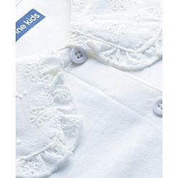 Pine Kids Cotton Knit Top with Peter Pan Collar and Puff Sleeves White 4-5 Years