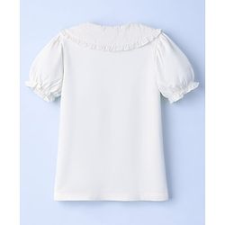 Pine Kids Cotton Knit Top with Peter Pan Collar and Puff Sleeves White 4-5 Years