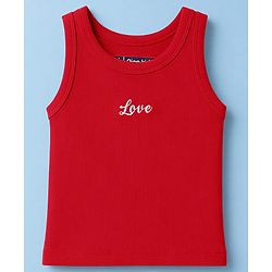 Pine Kids Cotton Knit Top Sleeveless Round Neck Red 5-6 Years