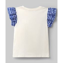 Pine Kids Cotton Knit Top with Ruffled Sleeves and "CUTE" Applique Offwhite 4-5 Years