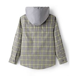 Pine Kids Cotton Woven Full Sleeves Hooded Checks Shirt - Black