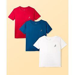 Pine Active Knit Half Sleeves Solid T-Shirts Pack of 3 - Multcolor