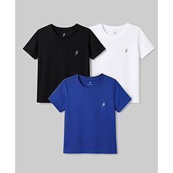 Pine Active Knit Half Sleeves Solid T-Shirts Pack of 3 - Multicolor