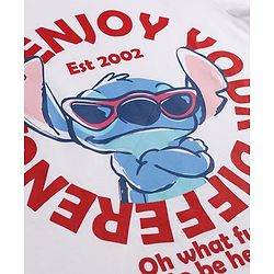 Pine Kids Disney Single Jersey Knit Half Sleeves T-Shirt with Stitch Graphic - White