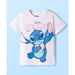 Pine Kids Disney Single Jersey Knit Half Sleeves T-Shirt & Shorts Night Suit With Stitch Graphics - Multicolor