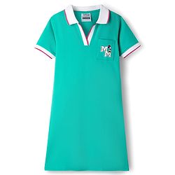 Pine Kids Disney Terry Knit Half Sleeves Dress With Front & Back Minnie Mouse Graphics - Green
