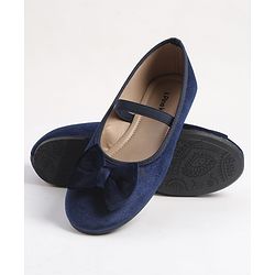 Pine Kids Slip On Ballerina With Bow Applique - Navy Blue