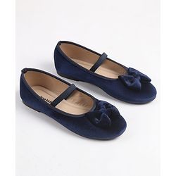 Pine Kids Slip On Ballerina With Bow Applique - Navy Blue