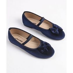 Pine Kids Slip On Ballerina With Bow Applique - Navy Blue