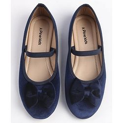 Pine Kids Slip On Ballerina With Bow Applique - Navy Blue
