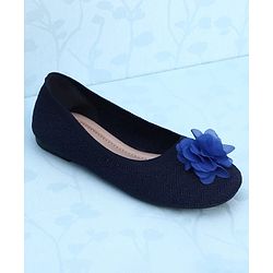 Pine Kids Slip On Ballerina With Floral Applique - Navy Blue