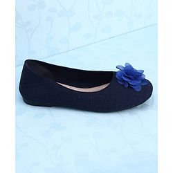 Pine Kids Slip On Ballerina With Floral Applique - Navy Blue